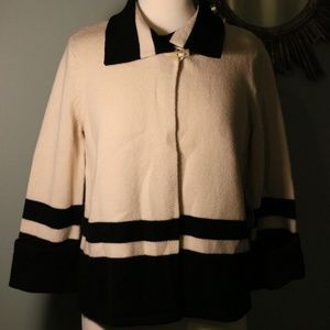 Ralph Lauren creamand black open front sweater.